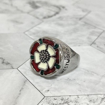Vivienne Westwood Ring Size 6.5-7 Silver/Red Tudor Rose NO BOX