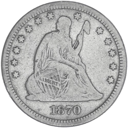 1870-P Seated Liberty Quarter — photo from the most recent tracked eBay sale
