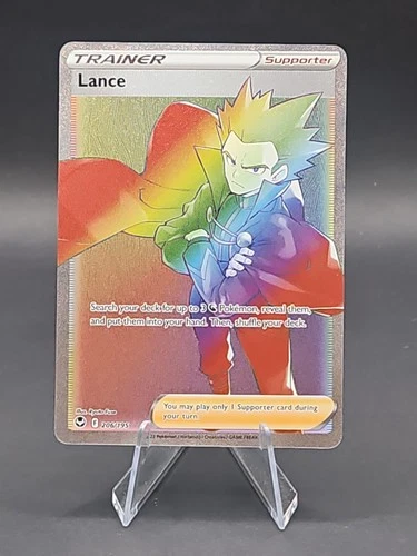 Pokemon TCG Lance 206/195 Silver Tempest Rainbow Hyper Rare Near Mint Condition