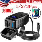 QC 3.0 Motorcycle Dual USB Phone GPS Super Fast Charger Adapter LED Waterproof