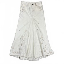 VTG RALPH LAUREN POLO JEANS CO WHITE FLORAL EMBROIDERED BALLROOM MAXI SKIRT 8