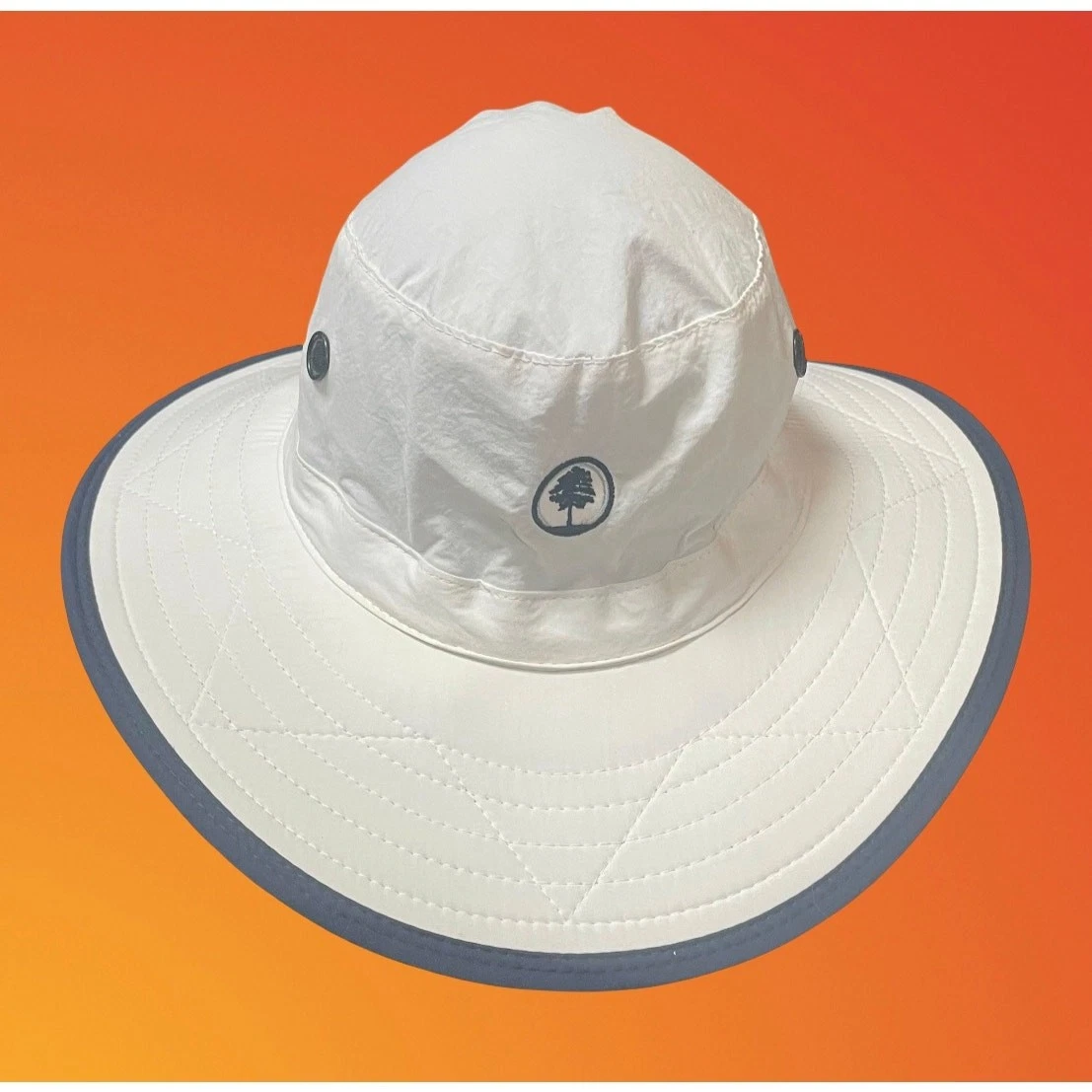 Watership Imperial Sun Hat Wide Brim White Blue Tree Logo Boonie Hike Men Medium