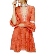Free People Orange Gilded Lace Mini-dress. XS