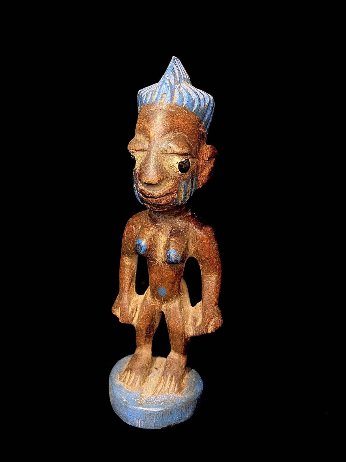 Figurine féminine art tribal africain statue en bois sculpté tribal bois yoruba-6551 - Photo 16 sur 24
