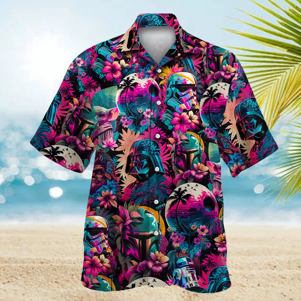 Storm Trooper Boba Fett Darth Vader Tropical Flowers Star Wars Hawaiian  Shirt