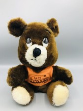 Vintage Dakin 7" Plush Bear with Orange Sweater "Be My Honey" Stuffed Animal