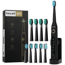 Fairywill Sonic Electric Toothbrush 10 Replacement Brush Heads 5 Modes Cleaning
