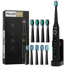 Fairywill Sonic Electric Toothbrush 10 Replacement Brush Heads 5 Modes Cleaning