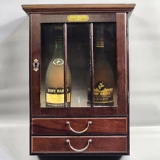 Vintage Remy Martin Cognac Display Case Napoleon 2 Bottle Wood 2 Drawer 18"