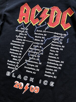 VINTAGE AC DC AC/DC 2009 EUROPEAN TOUR BLACK ICE SHIRT CONCERT TEE