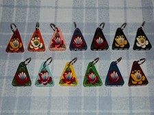 Triangular Wooden Key Ring Narrow Boat Barge Ware Folk Art Canal Style