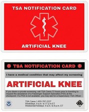 Artificial Knee TSA Notification Wallet Air Travel Card for Knee Replacement