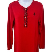 Lauren Ralph Lauren Shirt Dress Womens Size M Red Plaid Accent Henley Stretch