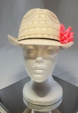 Capelli New York Summer Straw Sun Hat Kids Girls One Size Fit Most Floral Accent