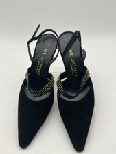 St John Crystal Detailed Pointed Black Heels Shoes Size 5B