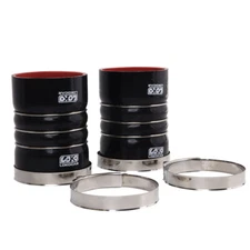 Silicone Hump Hose Pair Charge Air Cooler with Clamps Set 4" X 6" 4 inch Black