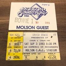 Dave Bowie Serious Moonlight Concert Ticket Stub & Pass - Toronto - Sept 3, 1983