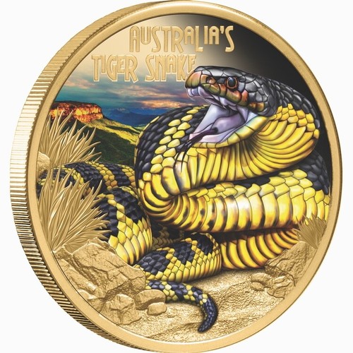 Niue 2025 Deadly & Dangerous TIGER SNAKE $100 1 Oz Gold Proof—20th Anniversary! - Picture 8 of 8