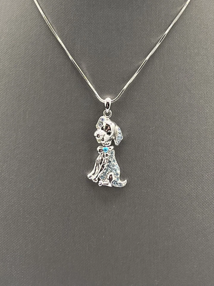 "Collar ISIS Firmado Cristal Azul AB Estrás Cachorro Mascota Amigo Colgante 16""" Foto 2 de 4