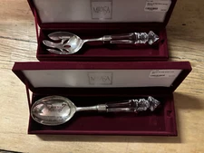 Mikasa Crystal Serving Set of 2 Spoon & Slotted Spoon w/ Cases