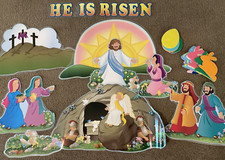 Easter Resurrection Bulletin Board Laminated Pieces He Is Risen Spring Church