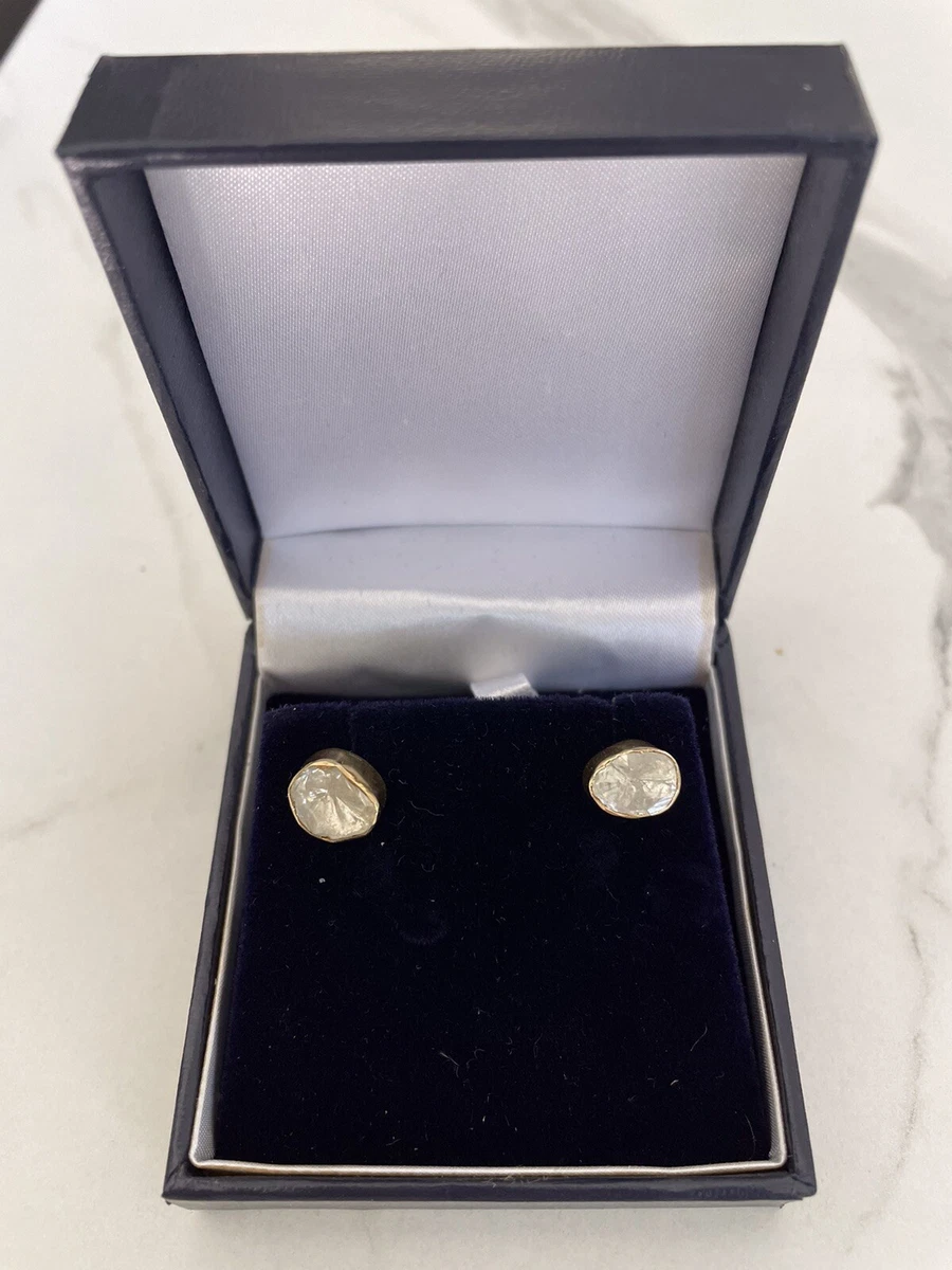 A pair of rose cut diamond earrings stamped 925 gold plated