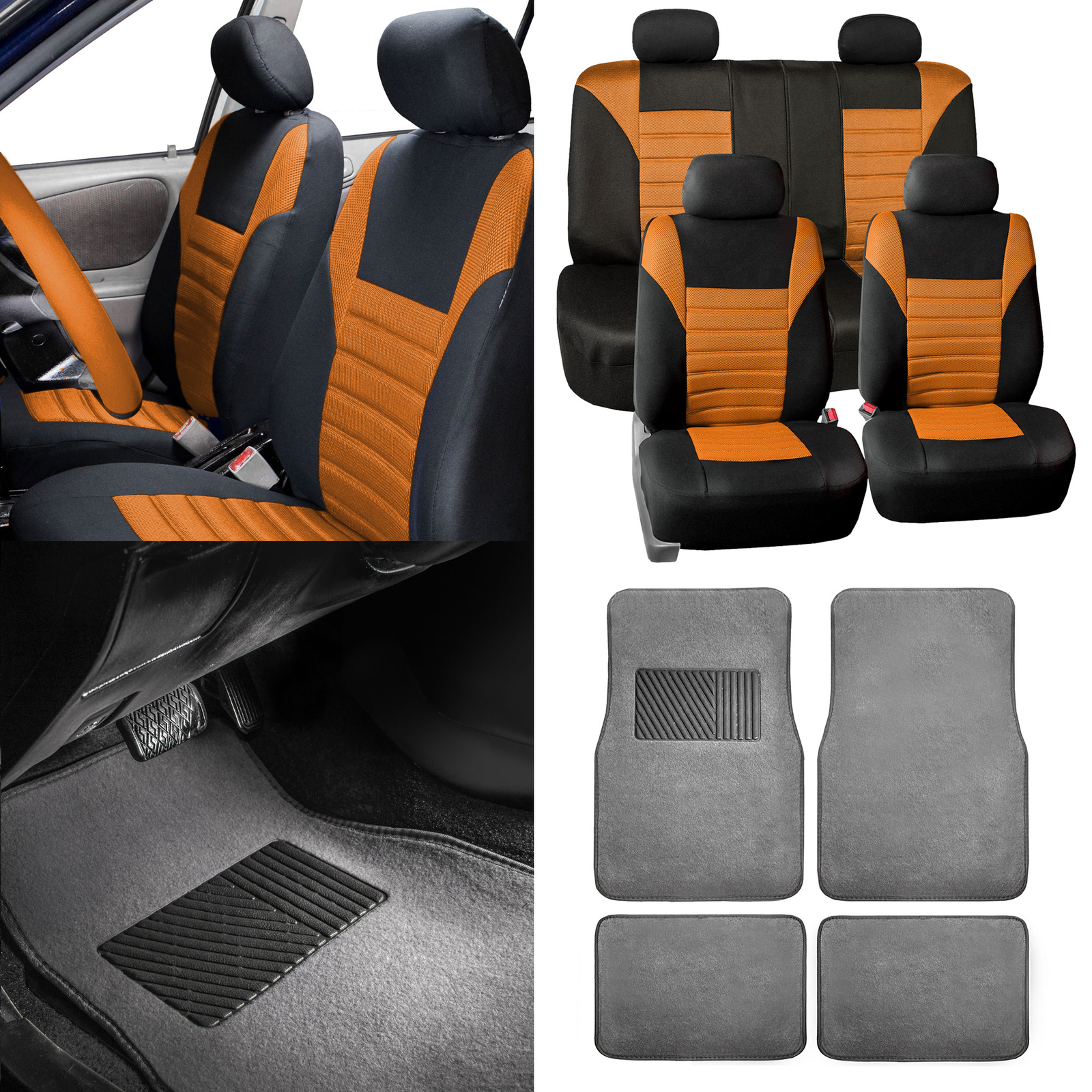 Car Seat Covers Universal Auto for Car SUV Van Pink Black w/ Beige Carpet Met