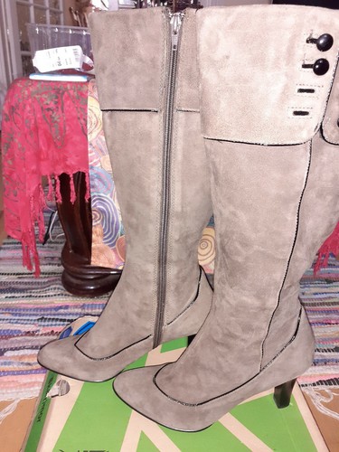 Botas hasta la rodilla de cuero marrón suave para mujer usadas.Talla UK5.5. US7.5 3" Tacones Cremallera - Imagen 5 de 11