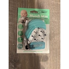 Malarkey Kids Munch Mitt Baby Teething Mitten Washable BPA Free Teal Stars