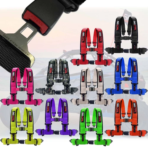4 Point 3" Safety Harness Seat Belt with Button Release Universal Fit, UTV, 4x4