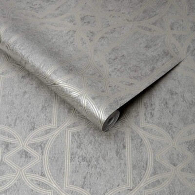 Boutique Deco Ecru/Geometrisch Metallic Luxus Vinyl Strukturtapete