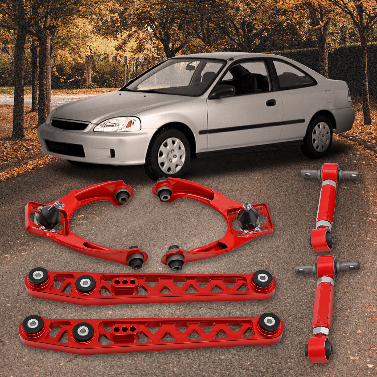 Replacement Lower Control Arm + Front & Rear Camber Kit For Honda Civic 1996-00