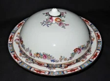 Antique Aynsley A793 Round Covered Butter Dish Floral Swag Rim & Center