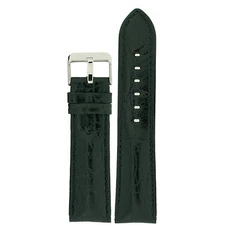 Watch Band Black Crocodile Grain Leather Comfort Lite Padded 