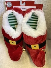 LADIES SANTA SLIPPERS PLUSH S/M