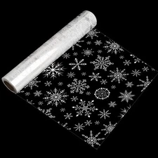 SULOLI 100 Ft x 32 In Christmas Cellophane Wrap Roll - Xmas Snowflakes Cellop