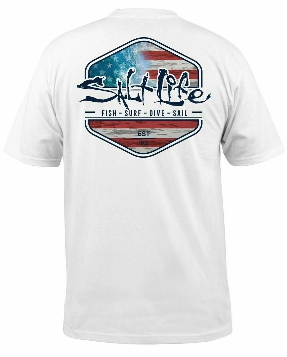 Salt Life Ameriseas Short Sleeve T-Shirt - White - 2XL