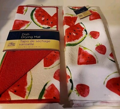Kitchen Decor Watermelon Dish Drying Set, Kitchen Towel, Dish Drying Mat, Cute! 