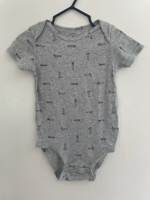 Carter's Baby Boys Tools Hammer Saw 100% Cotton Short Sleeve Bodysuit Gray 18 M