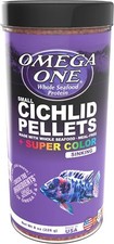 OMEGA ONE SMALL CICHLID SINKING PELLETS SUPER COLOR with WHOLE SEA FOOD 8 OZ