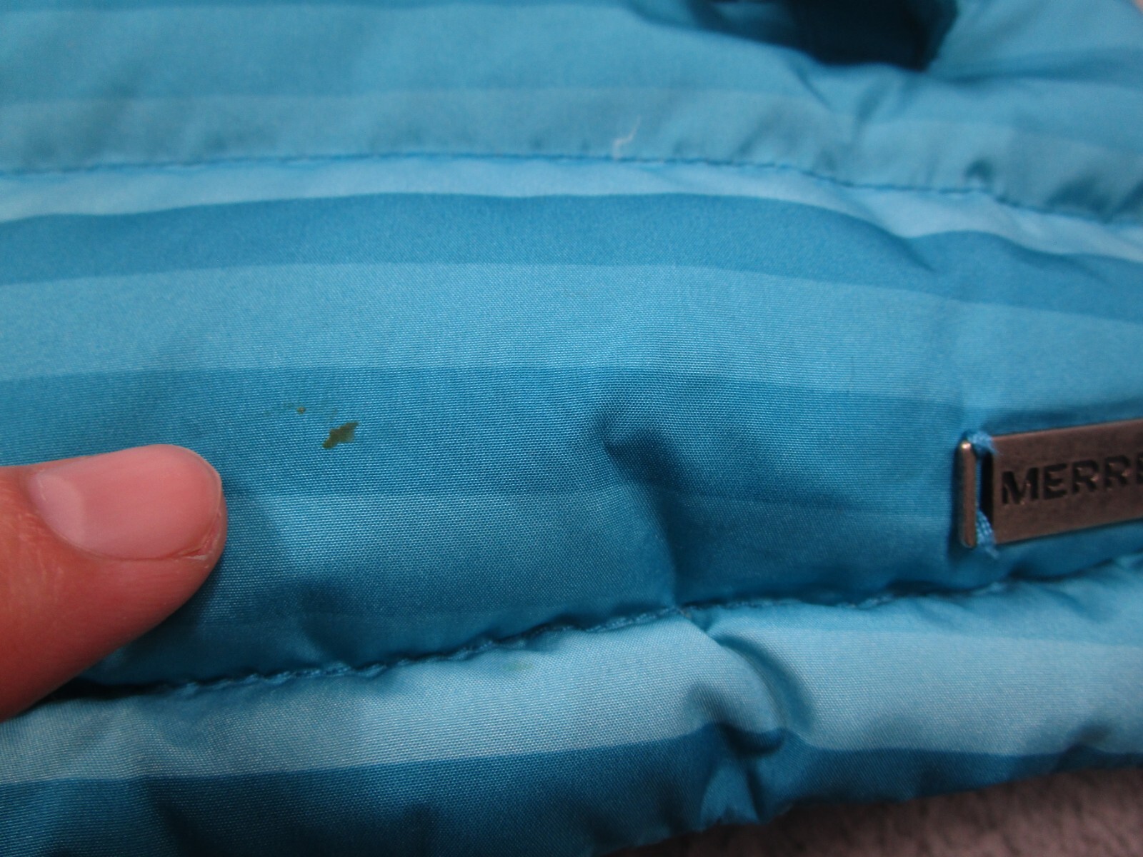 Merrell Down Jacket Womens Small Blue Striped Ful… - image 5