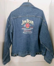 Jim Beam Bourbon Whiskey Promo Trucker Embroidered International Denim Jacket XL