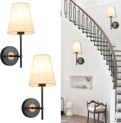 2Er-Set Wandleuchte Innen Wandlampe Schwarz Und Gold, Wandleuchte Schlafzimmer W