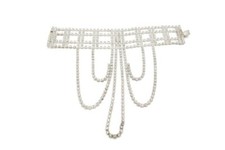 Vintage Slave Bracelet Silver Tone Rhinestone 7.25"