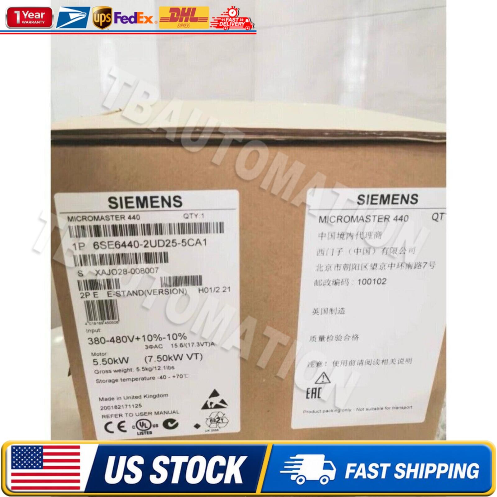 New Siemens 6SE6440-2UD25-5CA1 6SE64402UD255CA1 MICROMASTER440 without filter