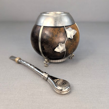 Argentina Yerba Mate Gourd Cup Set w Bombilla