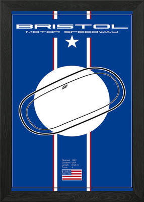 Bristol Motor Speedway Track Map Framed Wall Art Poster Canvas Print Picture