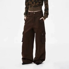 Brown Wide Cargo Pants Women 102cm Length 35cm Waist Pre-Owned