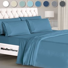 Mueller Ultratemp Bed Sheets Set, Super Soft 1800, 6 Piece California King Sh...
