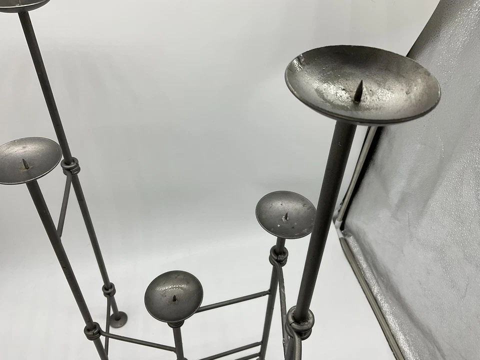 MCM Brutalist Style Metal Folding Candle Holder Articulated Candelabra Retro 27" - Image 4 of 4